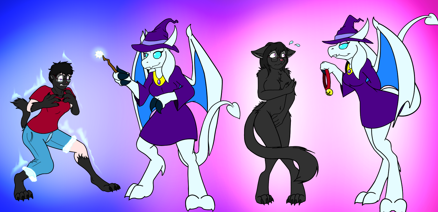 Collab: Witch's Familiar (Anthro Black Cat TF/TG). 