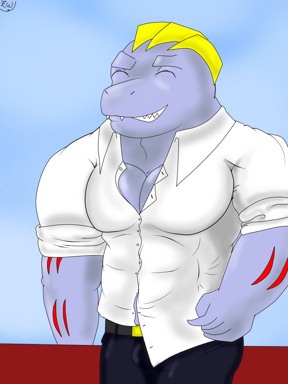 Machoke!! in him version of the school uniforme