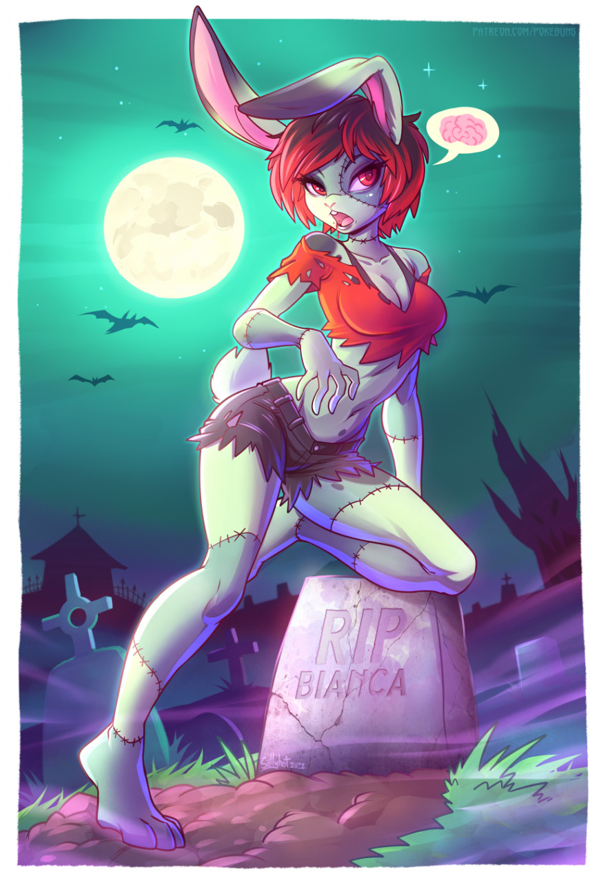 Zombunni Bianca Halloween Poster by sallyhot -- Fur Affinity [dot] net