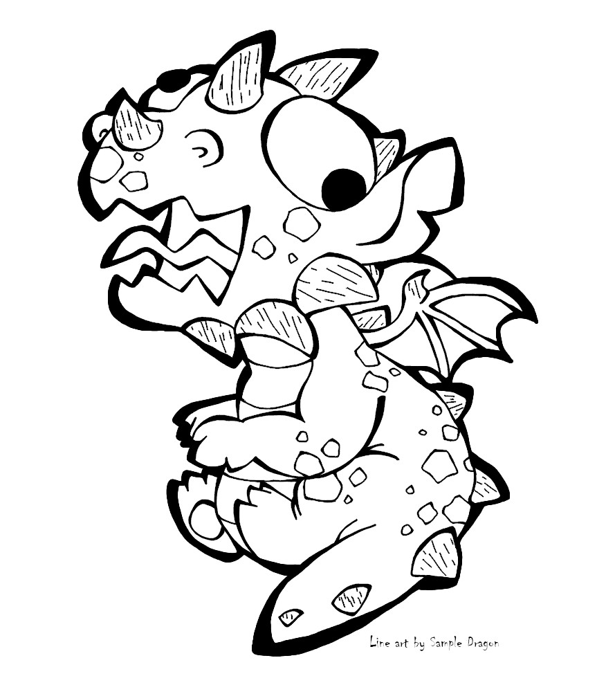 cute dragon on stomach coloring pages
