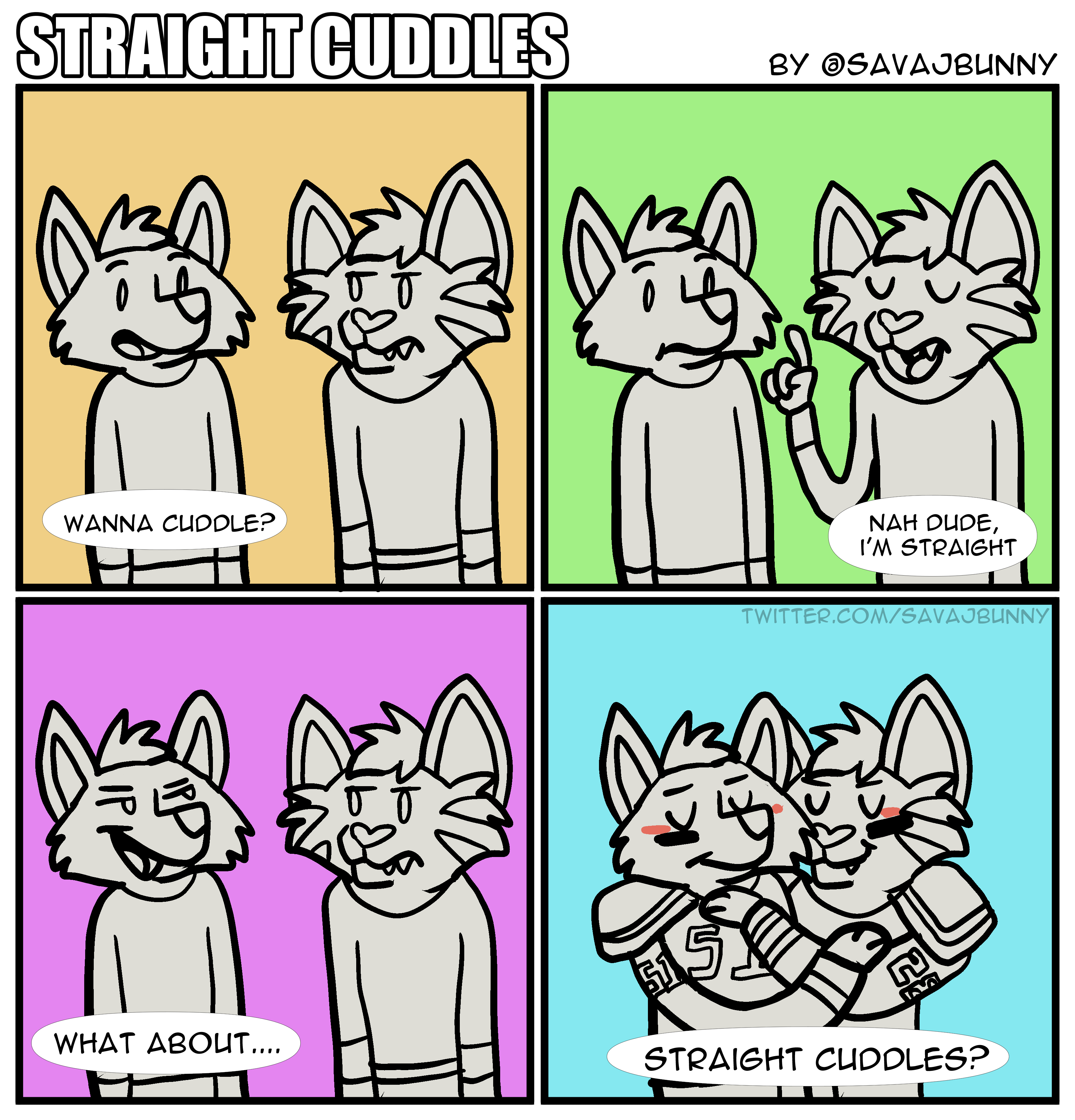 Comic: Straight Cuddles by SavajBunny -- Fur Affinity [dot] net