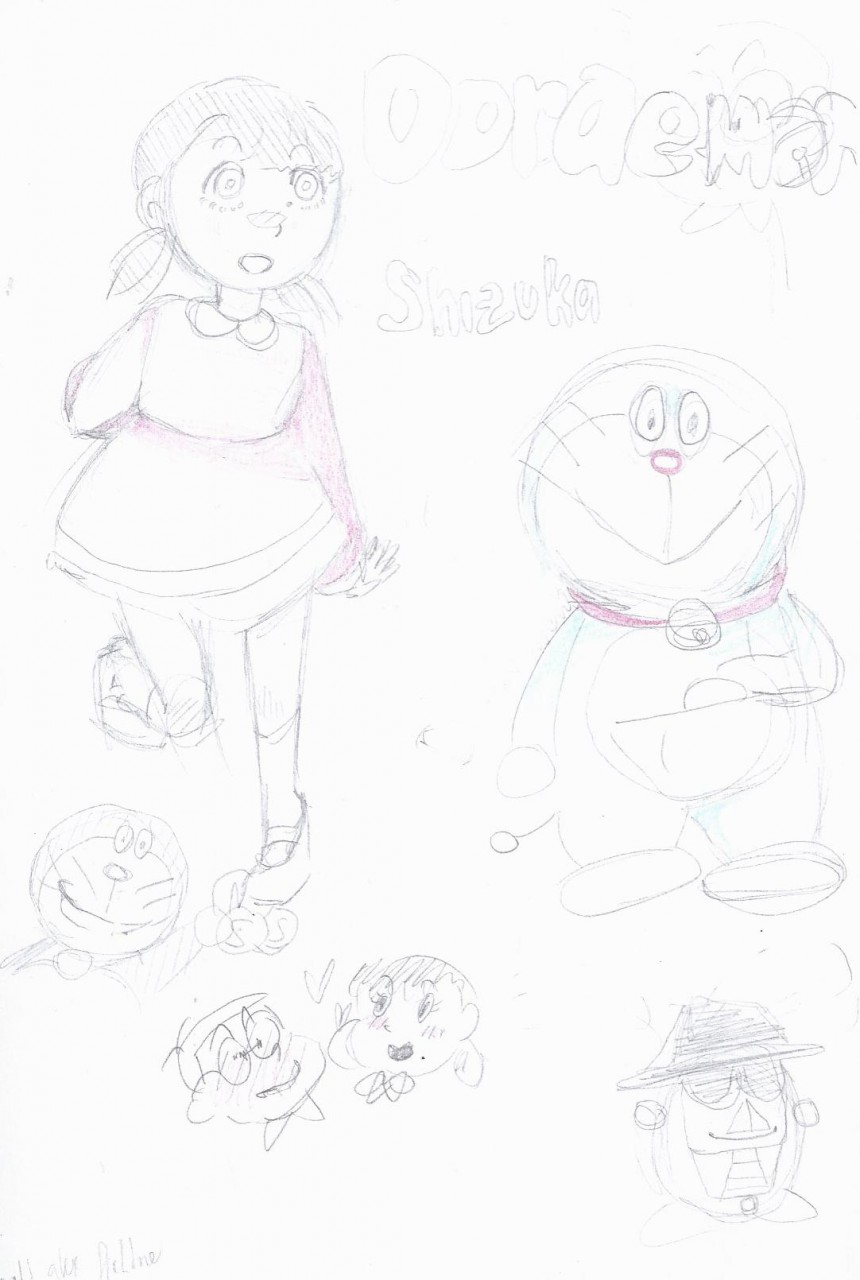 Pencil Sketch of Nobita & Sizuka | DesiPainters.com