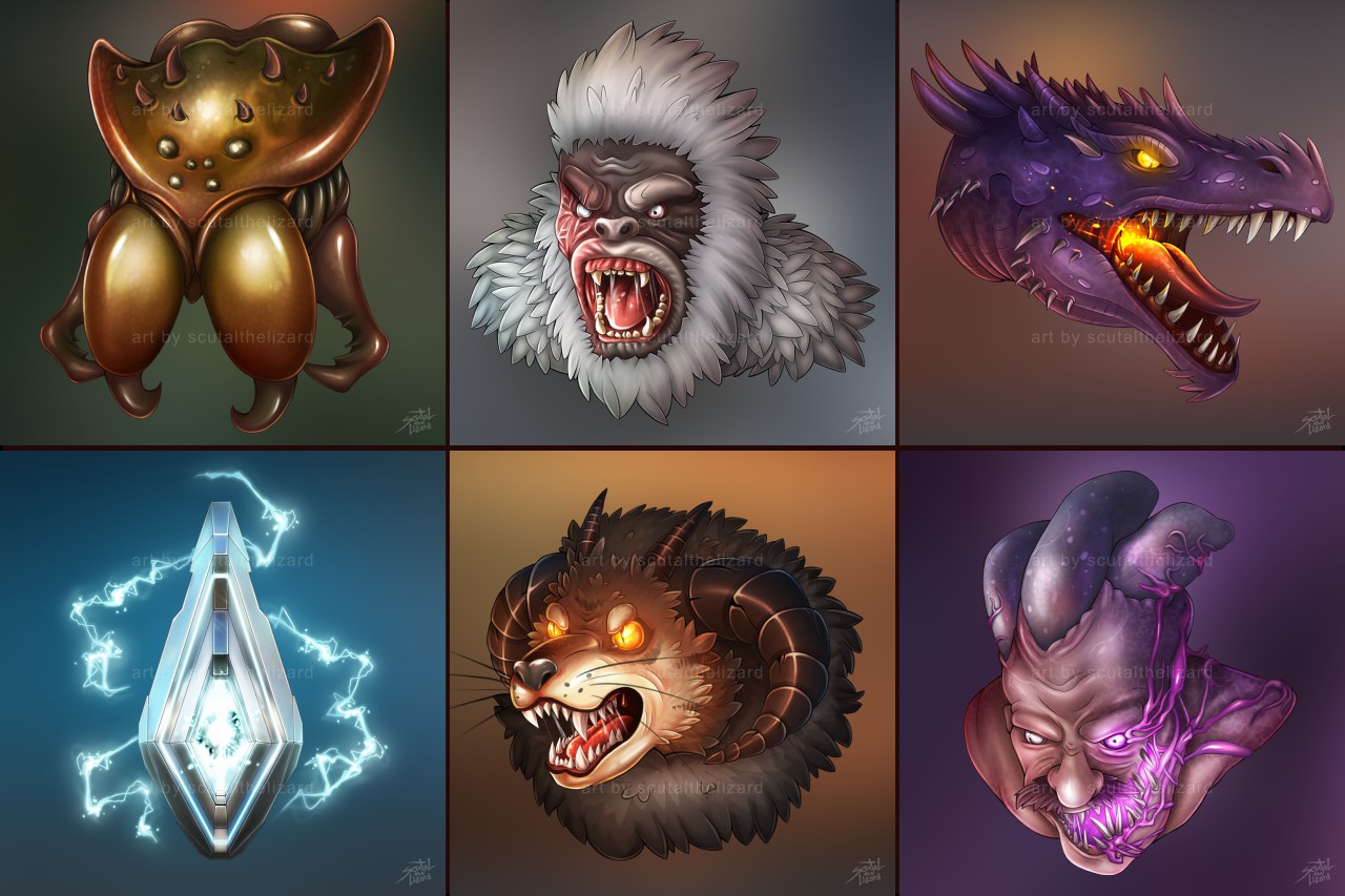 Masters of the ARK (boss icons, pt. 1)  Commission by ScutalLizard -- Fur  Affinity [dot] net
