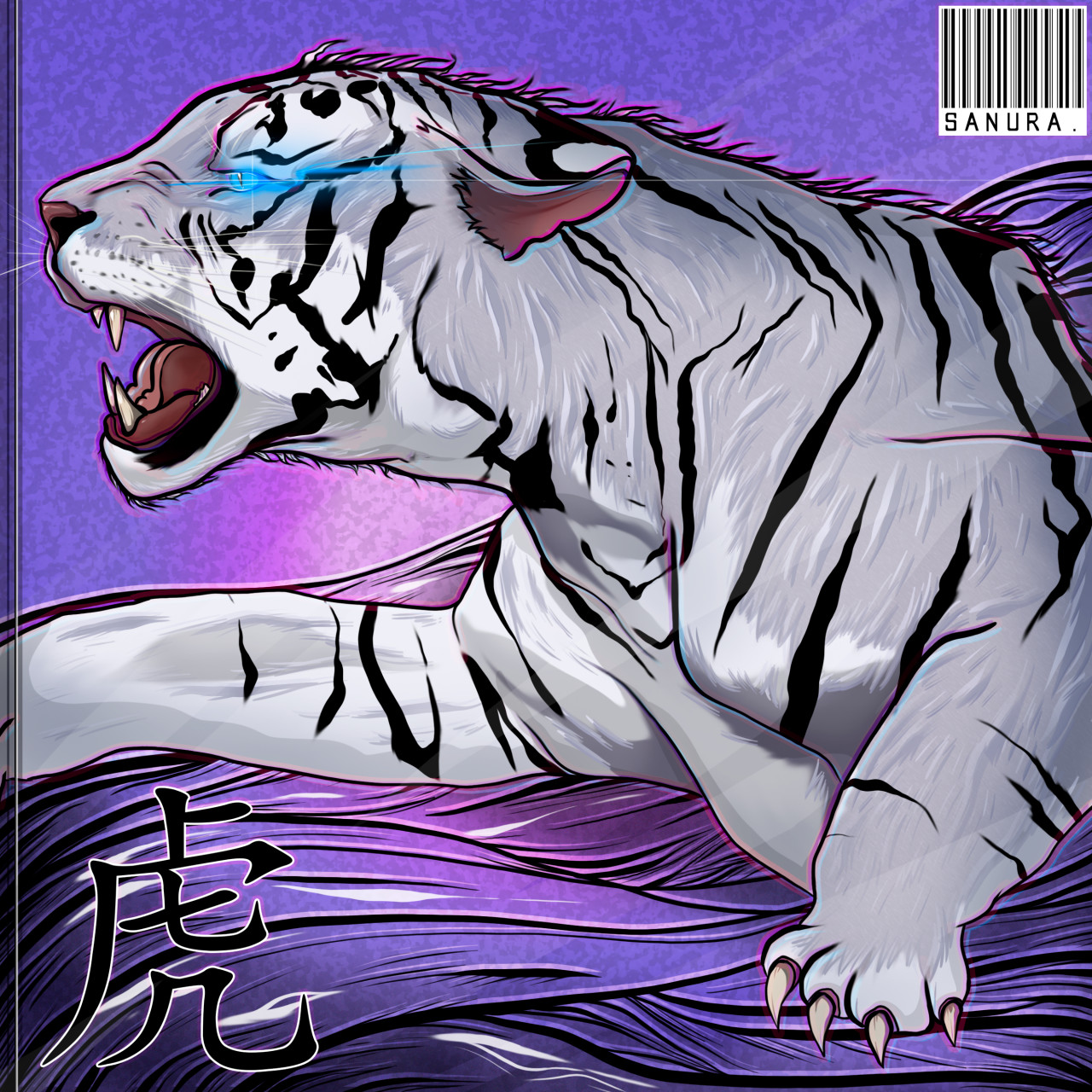 Colored computer animation illustration and anime white tiger sleeping in  daylight 2K wallpaper download