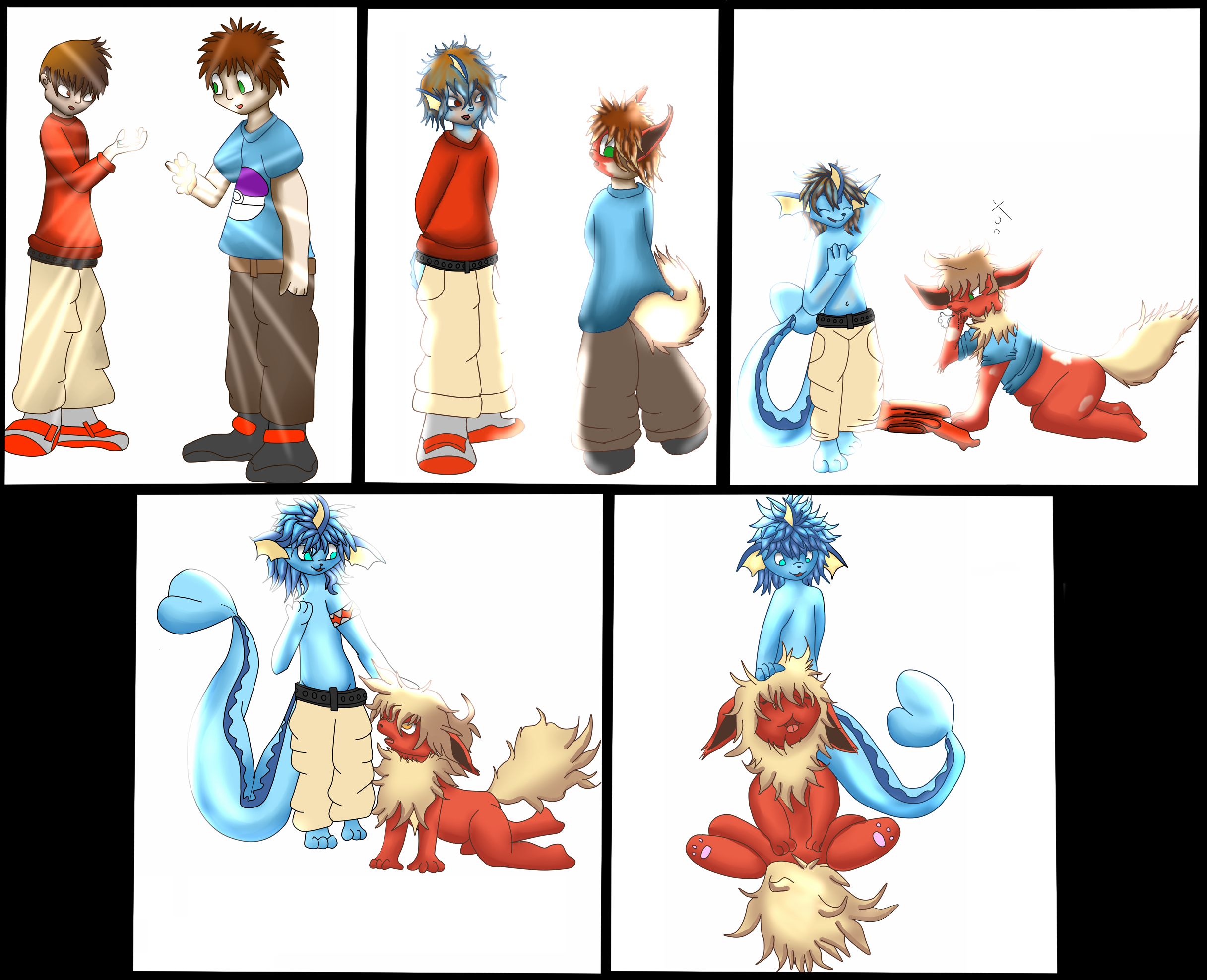 Anthro vaporeon tf/ar and Flareon tf/ar/tg sequence by seiniyta -- Fur  Affinity [dot] net