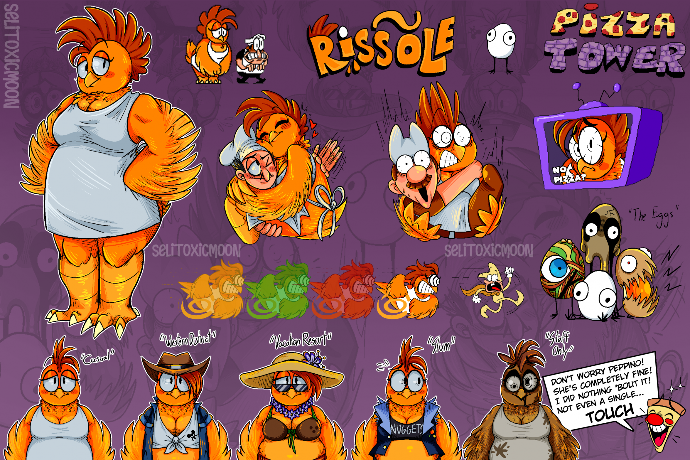 PIZZA TOWER] Rissole Character Sheet by SeliDevilfeather -- Fur