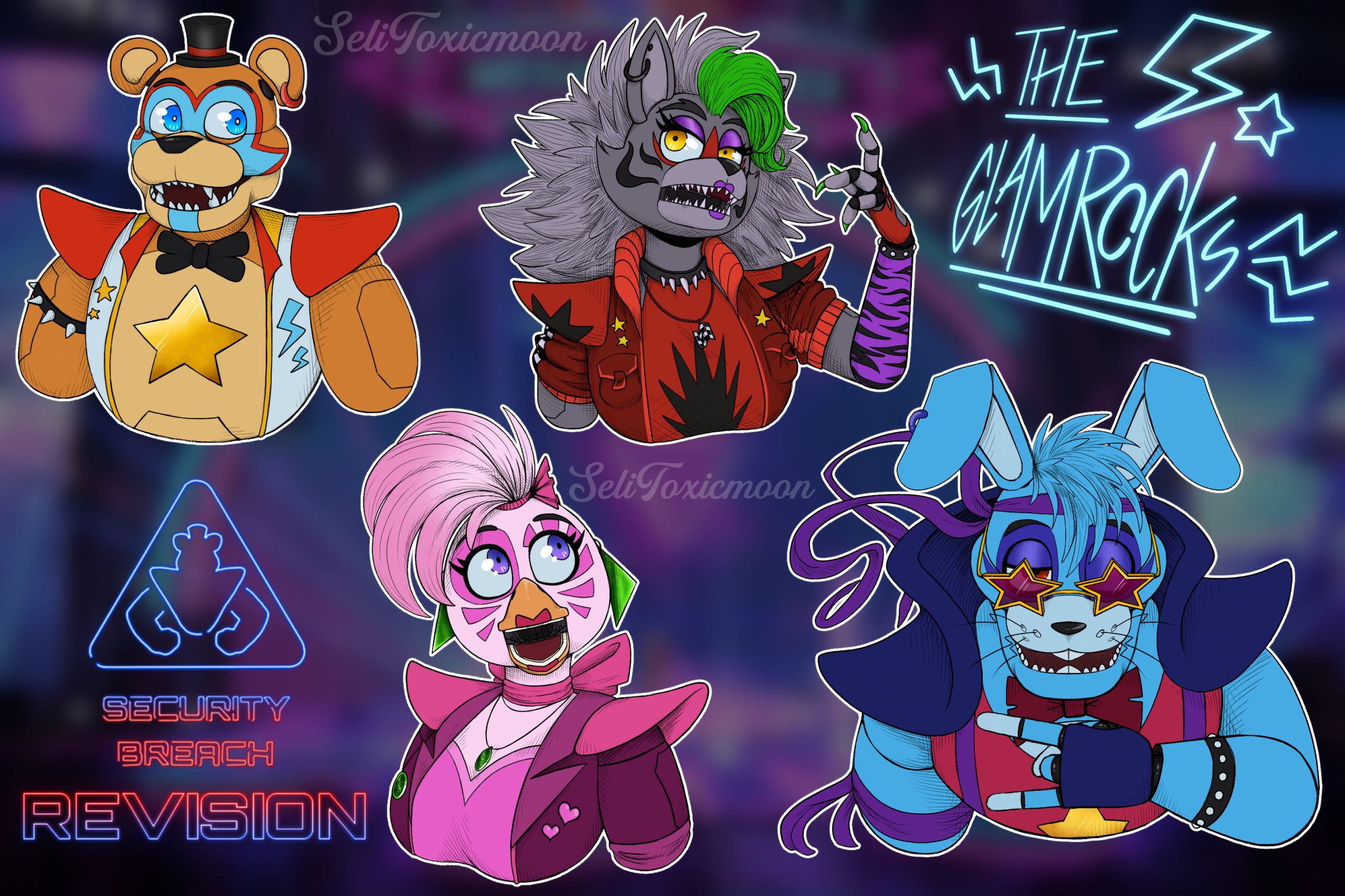 FNAF AU] The Glamrocks by SeliDevilfeather -- Fur Affinity [dot] net