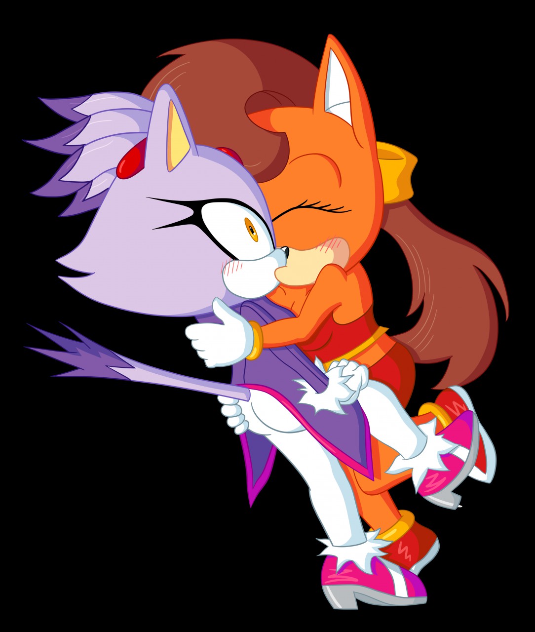 sonic the hedgehog and blaze the cat kissing