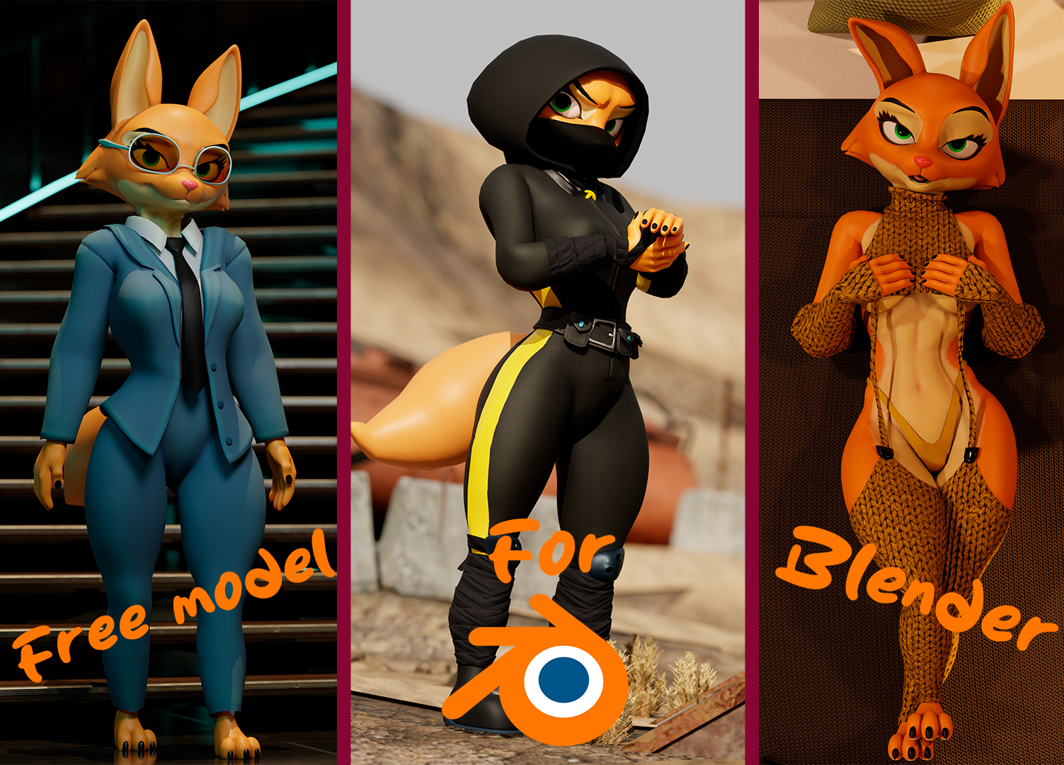 Diane foxington-model info!!!-[BLENDER 4.0.2] by seriuswolf -- Fur Affinity  [dot] net