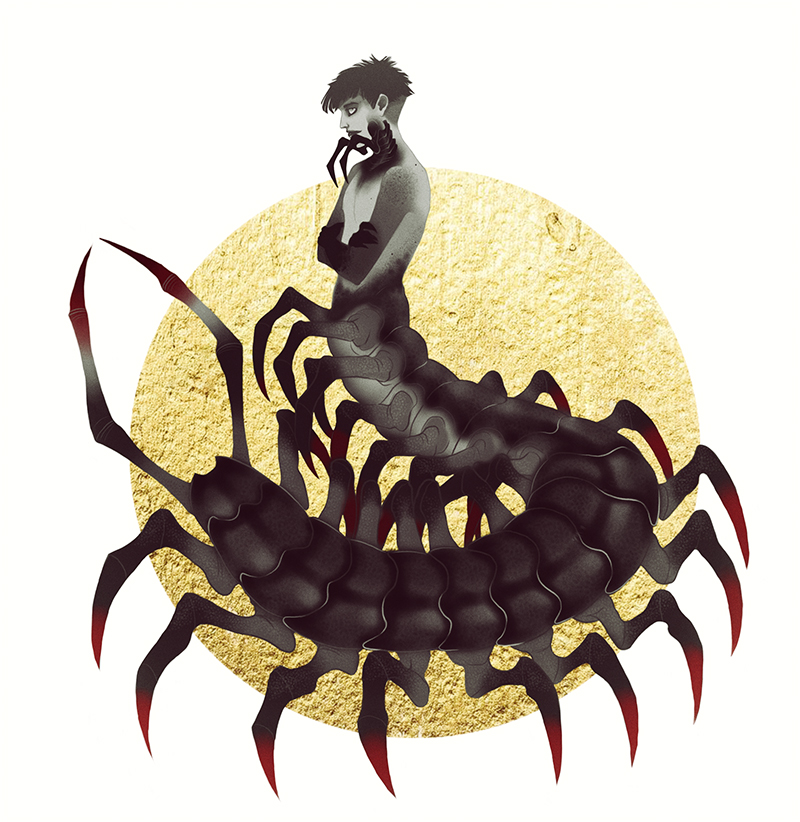 Kaneki-kun Eyepatched Centipede Art