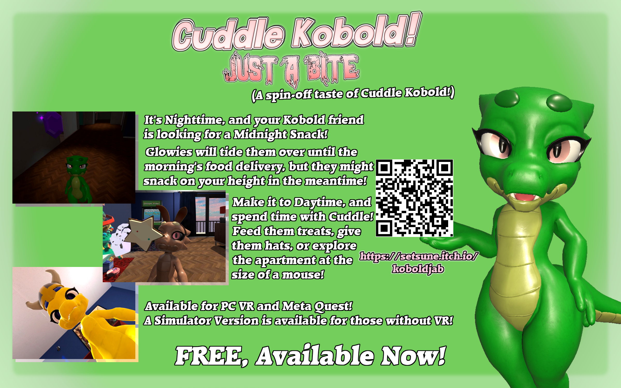 Cuddle Kobold: Just a Bite (Free VR Game) Advertisement Card by Setsune_W  -- Fur Affinity [dot] net