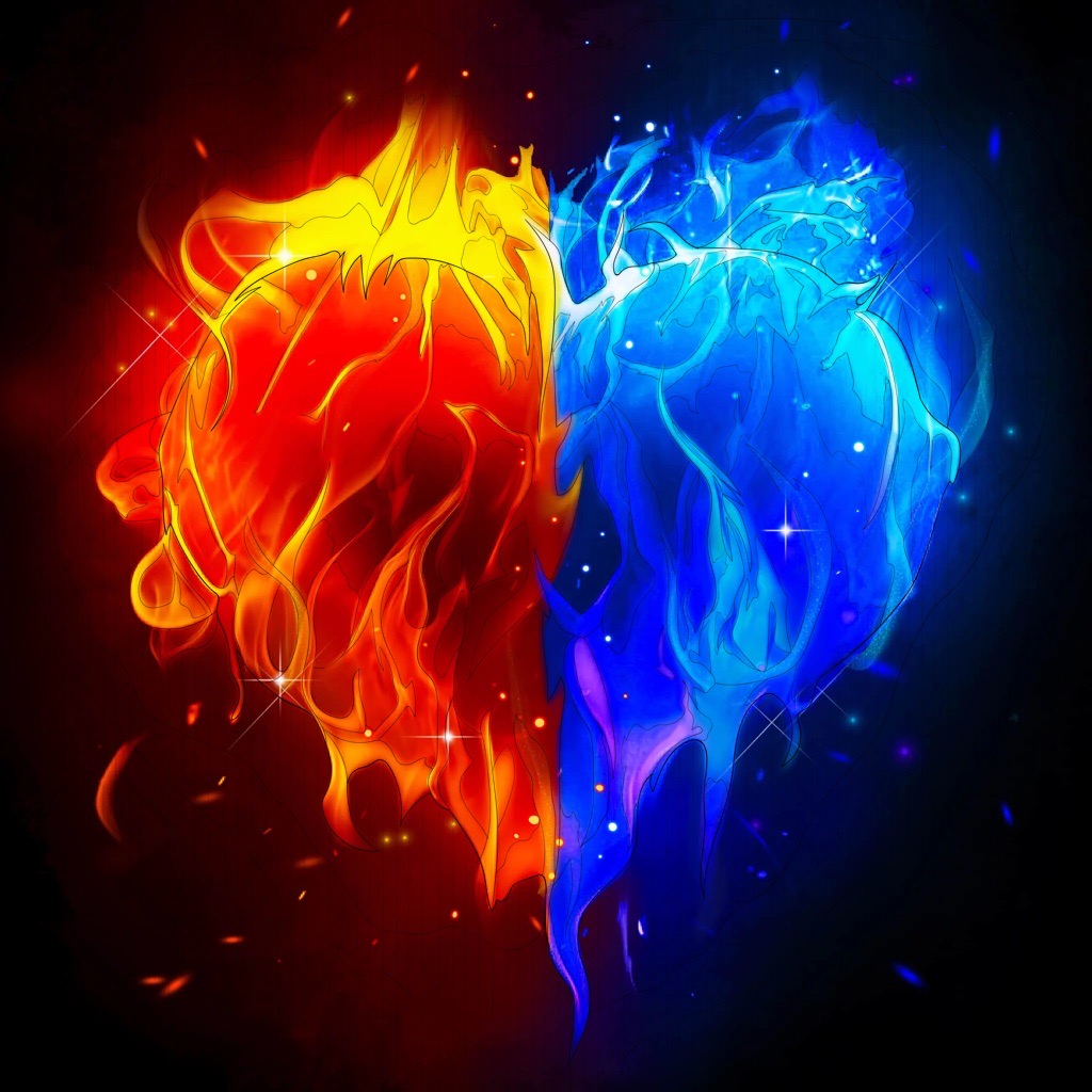 ice blue hearts on fire