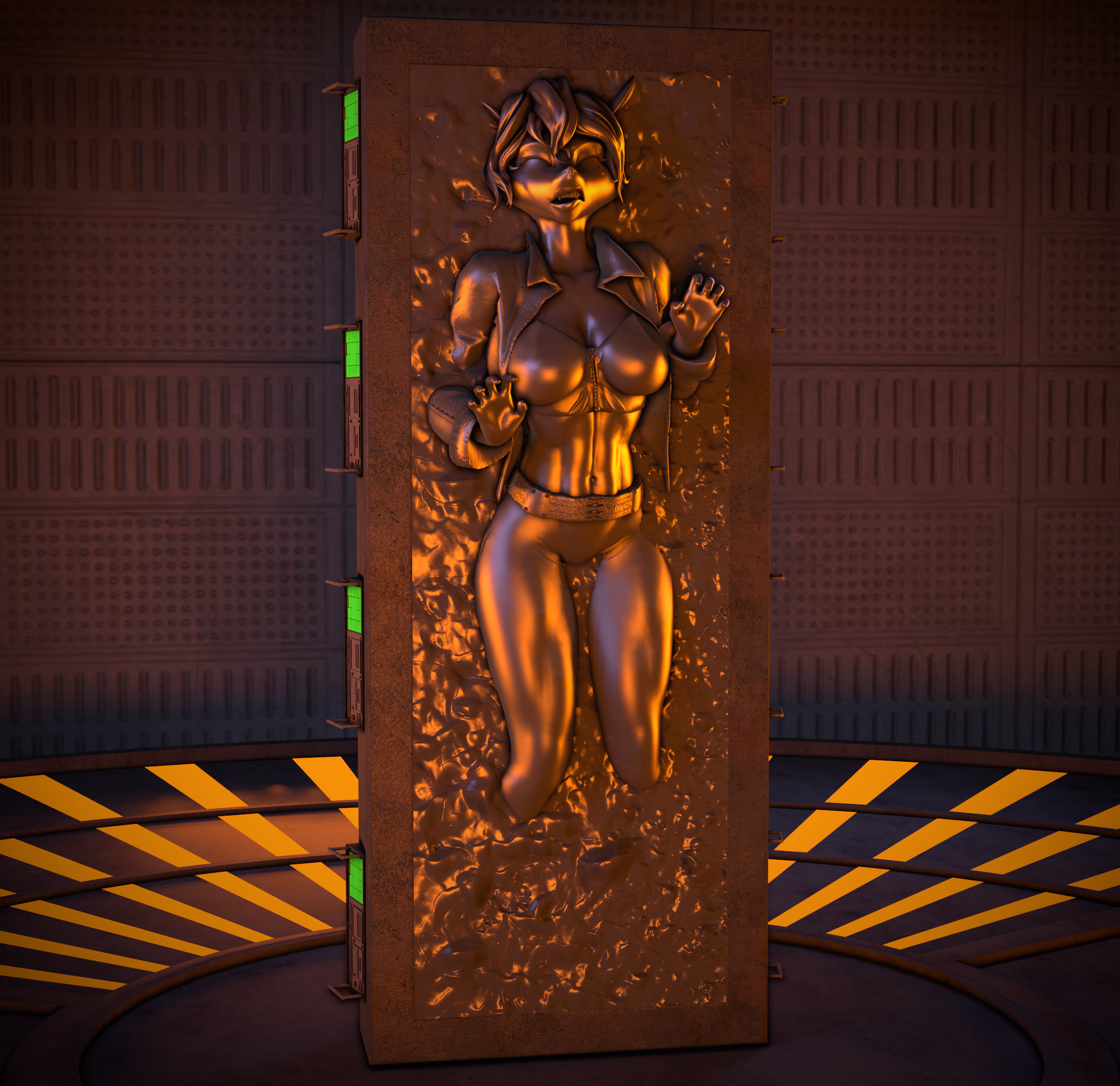 SFM Sly Cooper: Carmelita Fox frozen in Carbonite (SFW) by SFMCarbonFreezer  -- Fur Affinity [dot] net