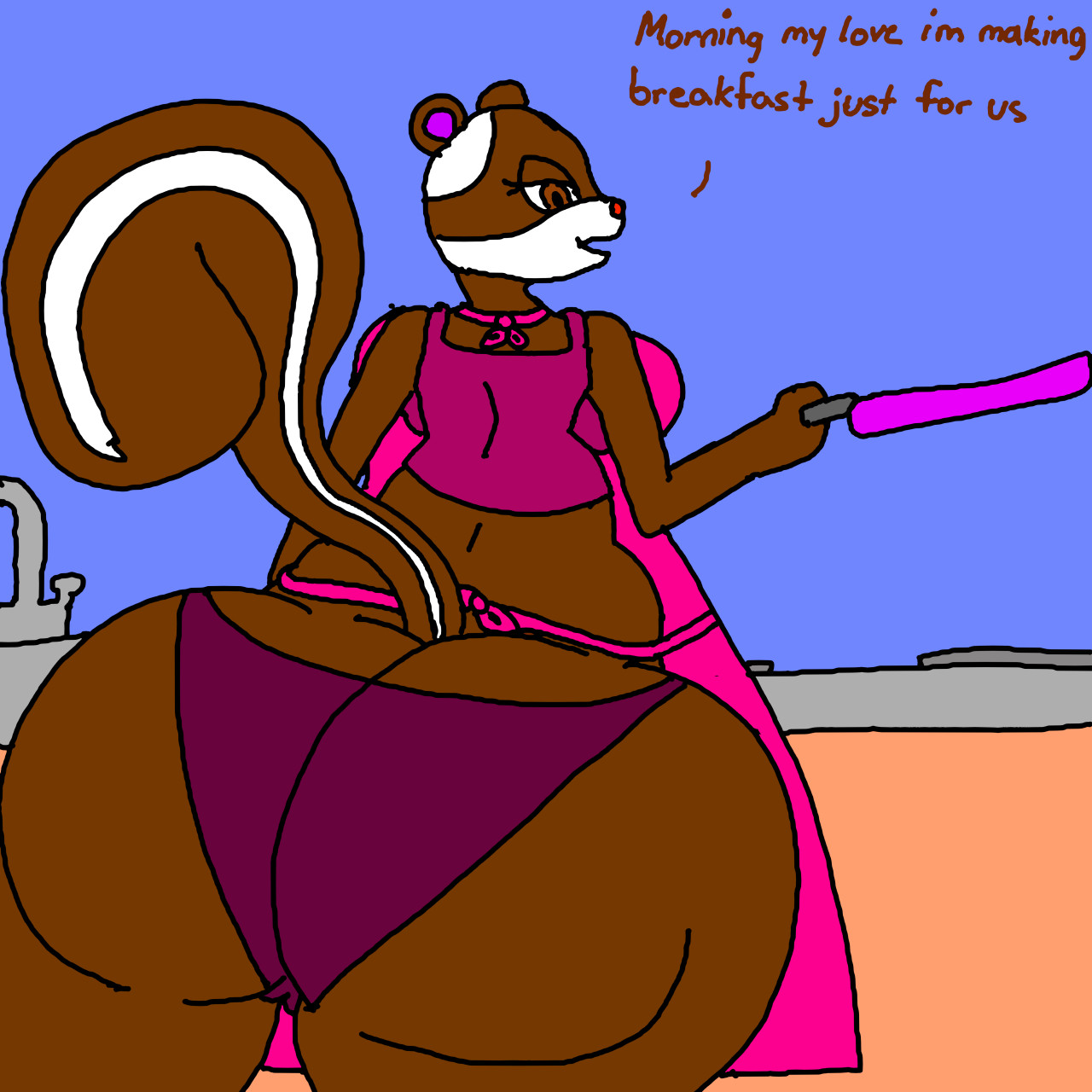 Sexy Waifu Sylvanna The Squirrel Making Breakfast by SGVW2050 -- Fur  Affinity [dot] net