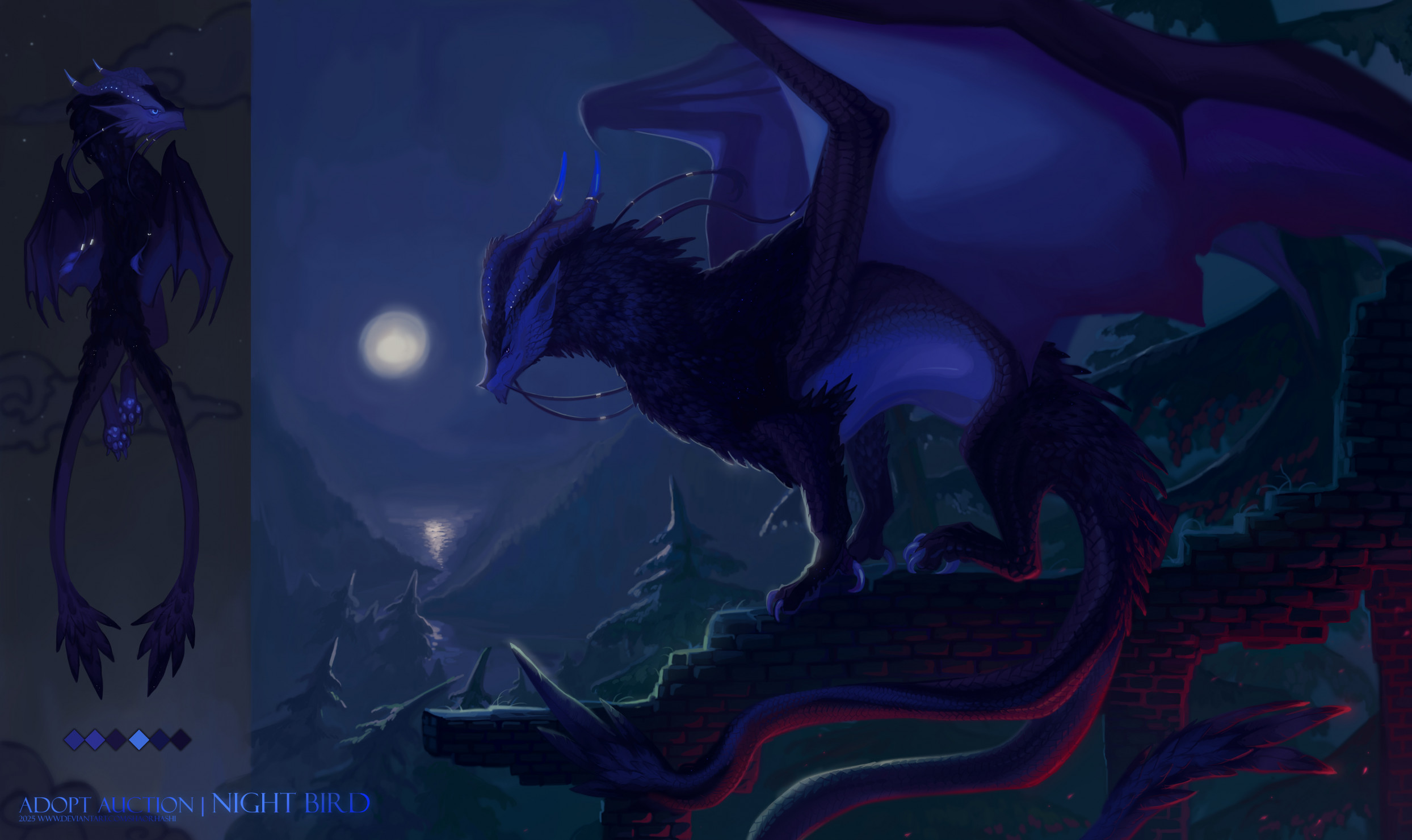 Adopt Auction (CLOSED) Dragon - Night Bird