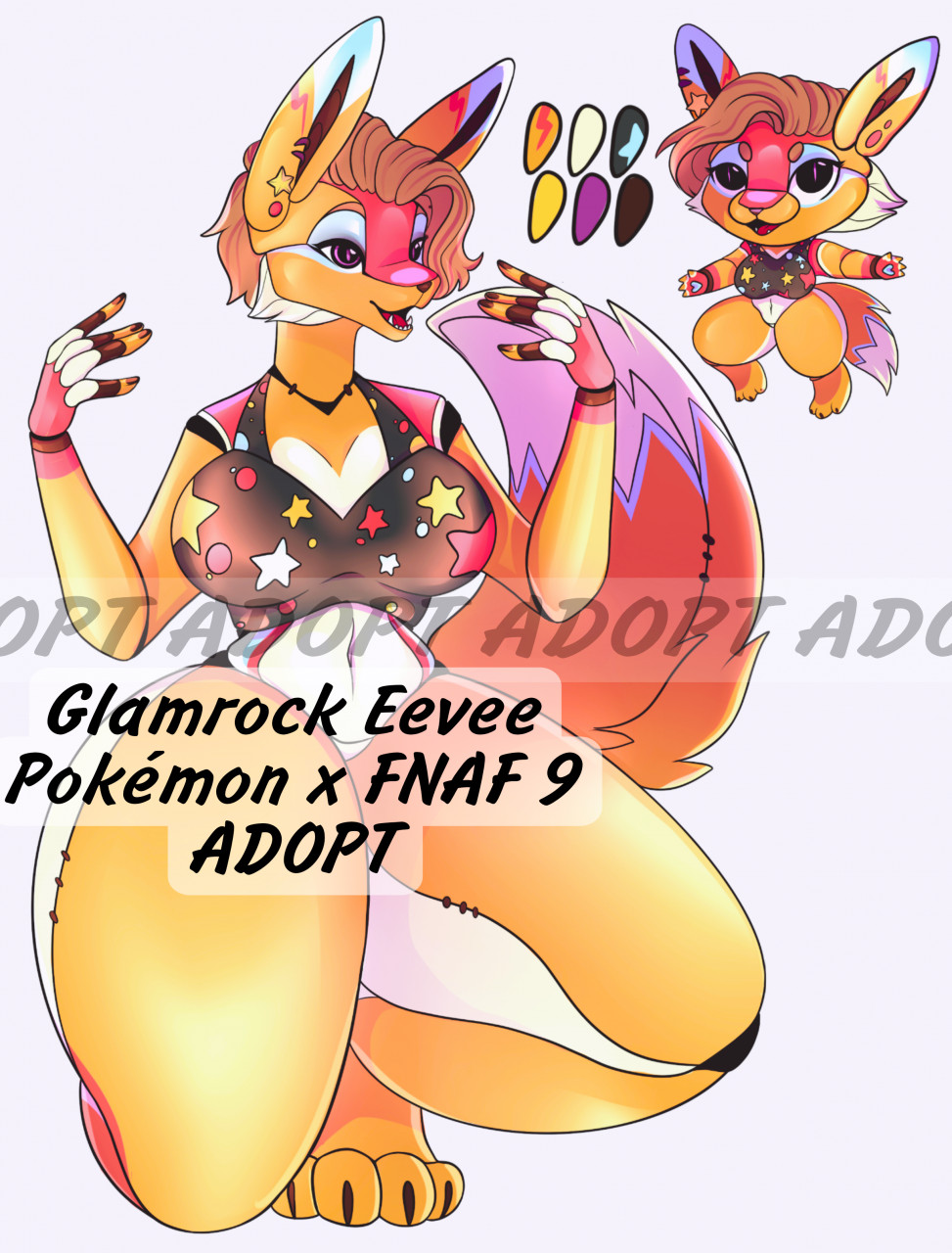 Glamrock Eevee / Pokémon x FNAF 9 fusion adopt by Shiningpokey -- Fur  Affinity [dot] net