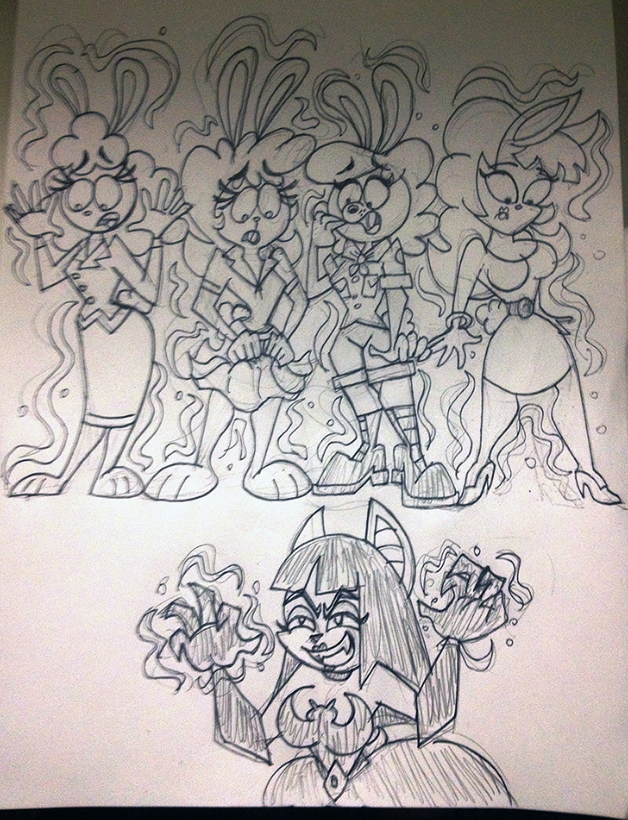 TUFF Bunnies Malmsteen Dark Magic Progress Sketch by