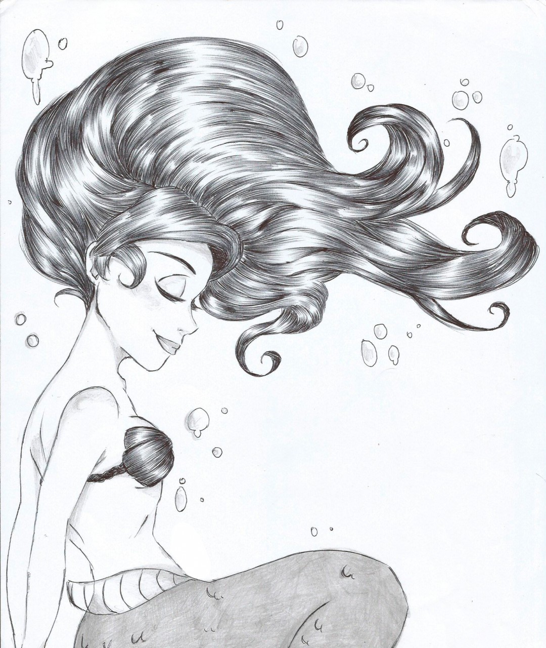 little mermaid pencil drawing