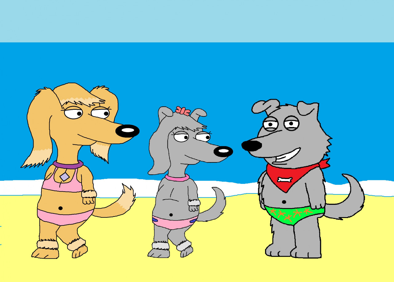 Ellie, New Brian, and their Daughter at the Beach by SiggytheBlackBear --  Fur Affinity [dot] net