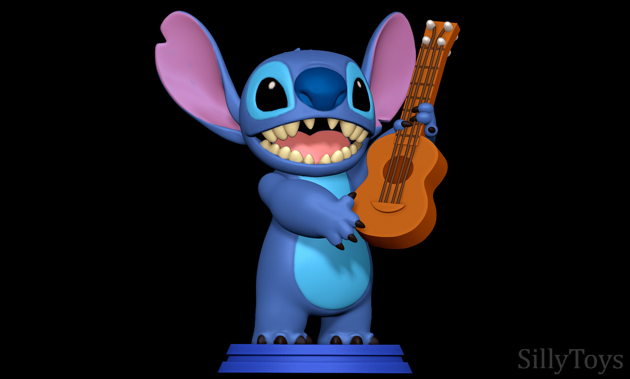 Stitch with a guitar - Lilo and Stitch 3D print model by SillyToys