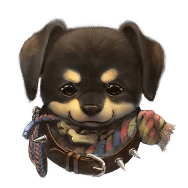 Obraz vector illustration sticker cute face anime dog rottweiler na wymiar  • szczeniak, dziki, dziecinny • REDRO.pl