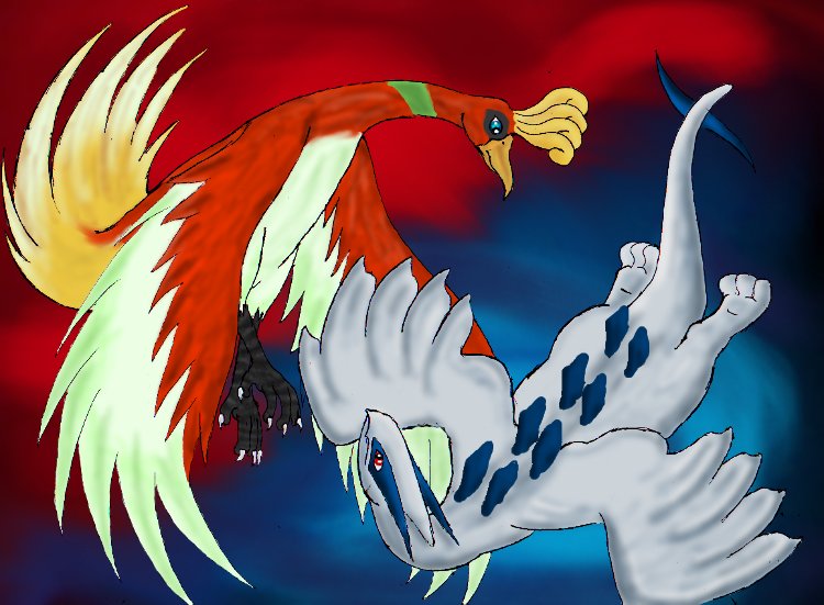 Ho-oh and Lugia chillin like villains.