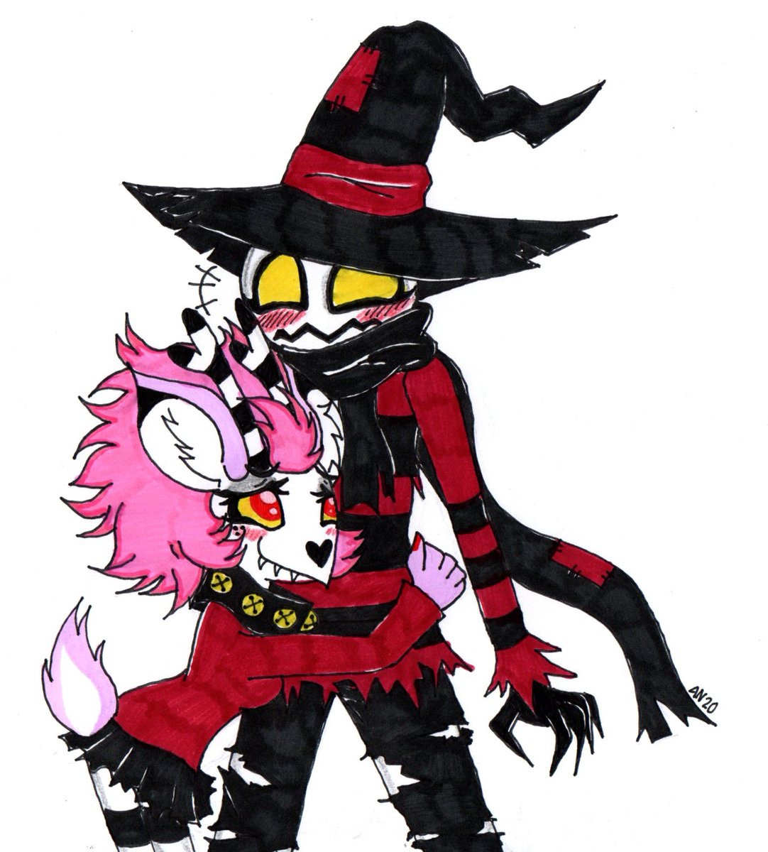 Jangle gets a hug from fem Jingle by SkeleSlay -- Fur Affinity [dot] net