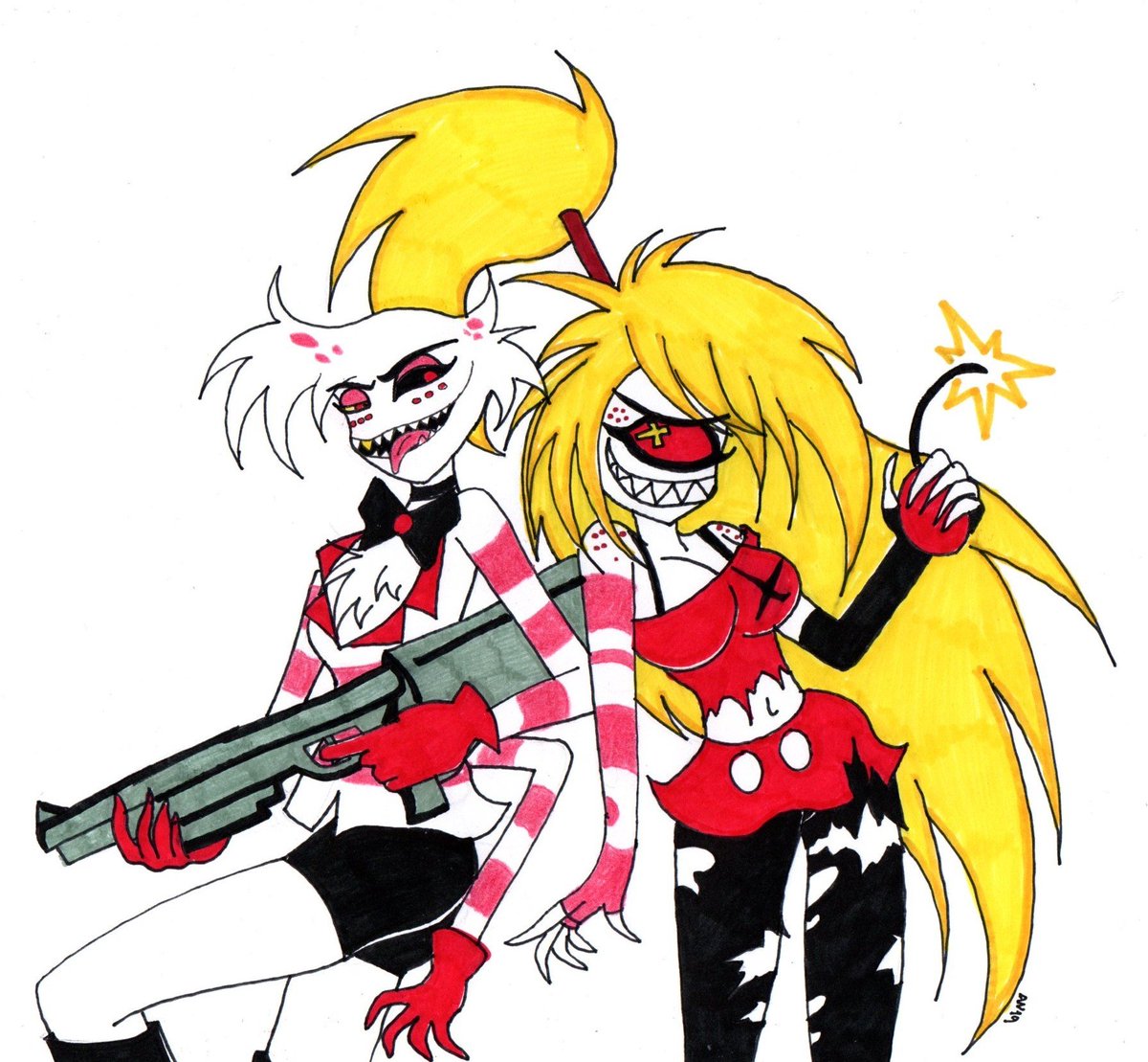 Angel Dust and Cherri Bomb by SkeleSlay -- Fur Affinity [dot] net