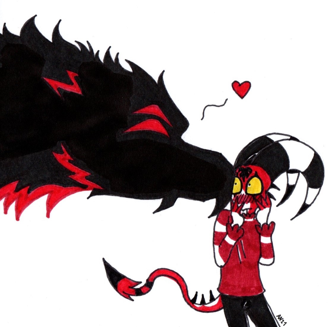 Feral Stolas likes Blitzo by SkeleSlay -- Fur Affinity [dot] net