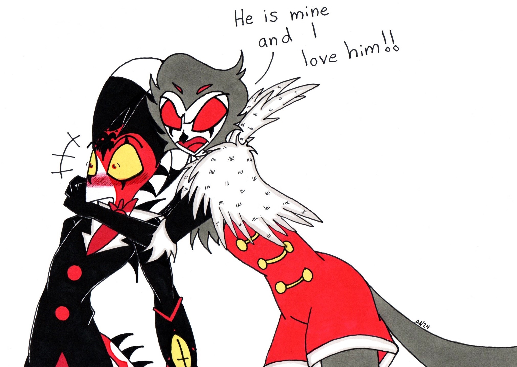 Stolas being possessive over Blitzo by SkeleSlay -- Fur Affinity [dot] net