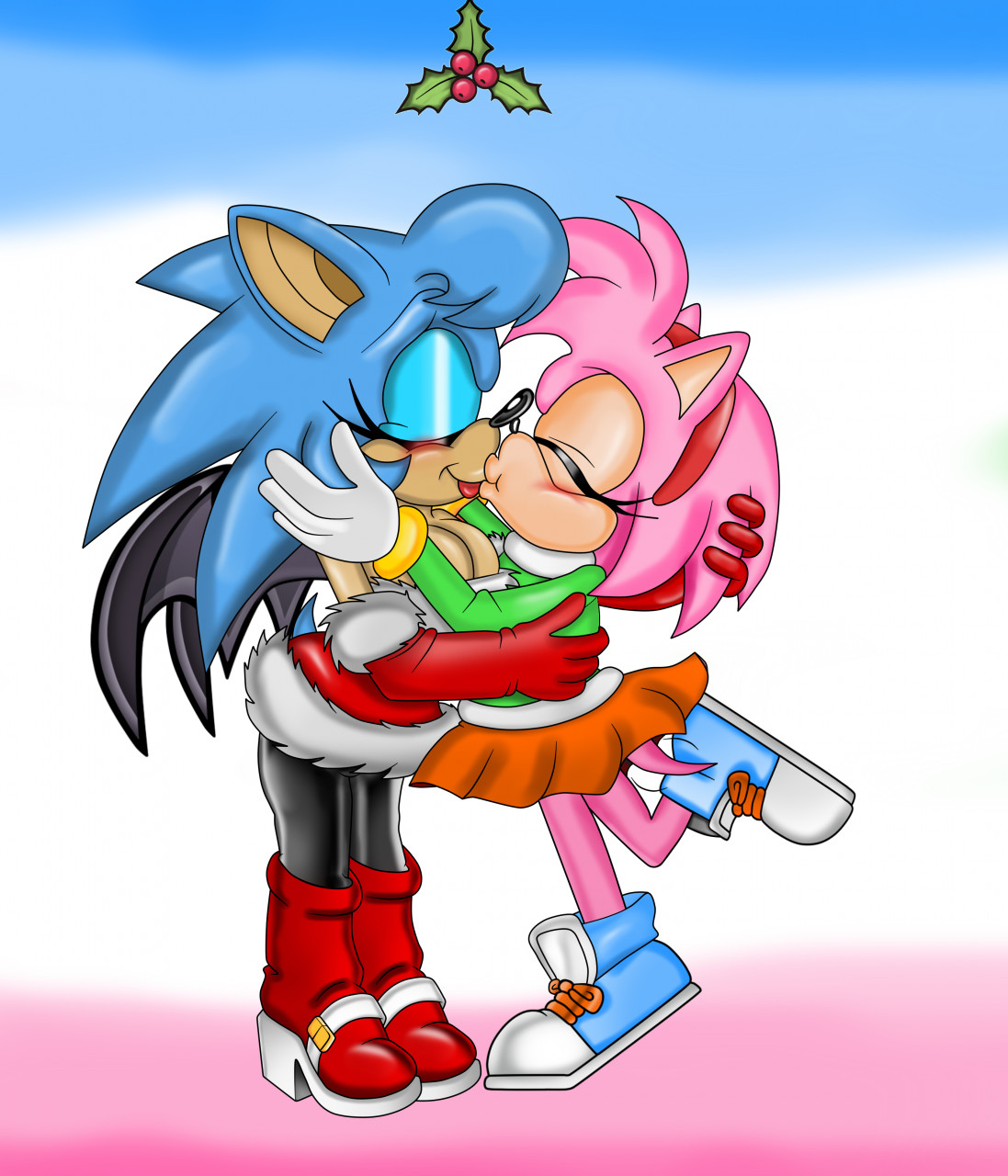 Amy and rouge kiss