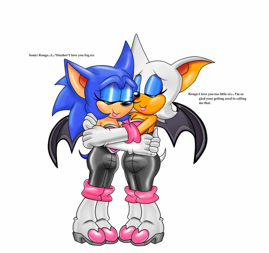 Sonic and Rouge sister hug. 