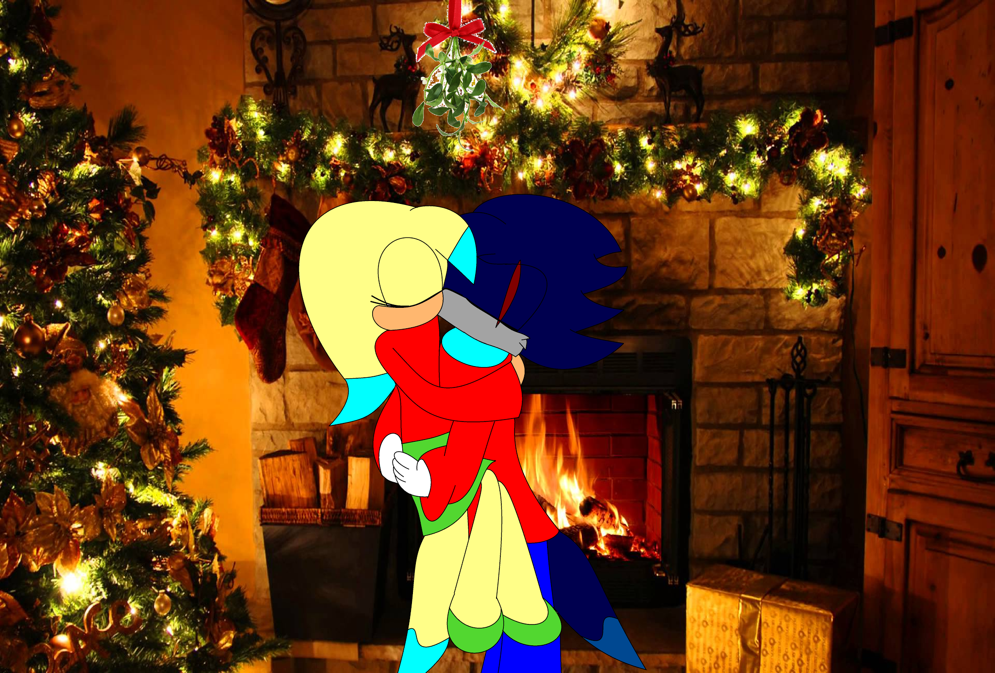 Christmas kiss: Sonadow by Talabromaltyalla on Newgrounds