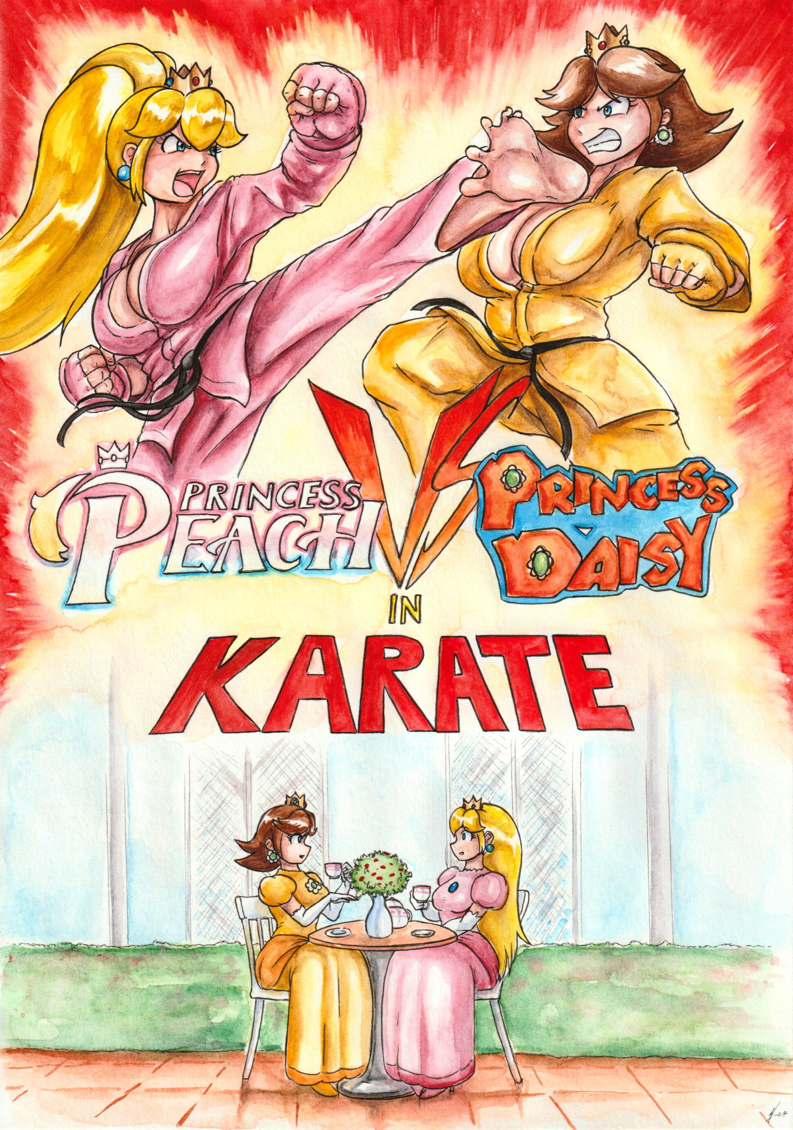 Peach VS Daisy Karate Cover by SoulEaterSaku90 -- Fur Affinity [dot] net