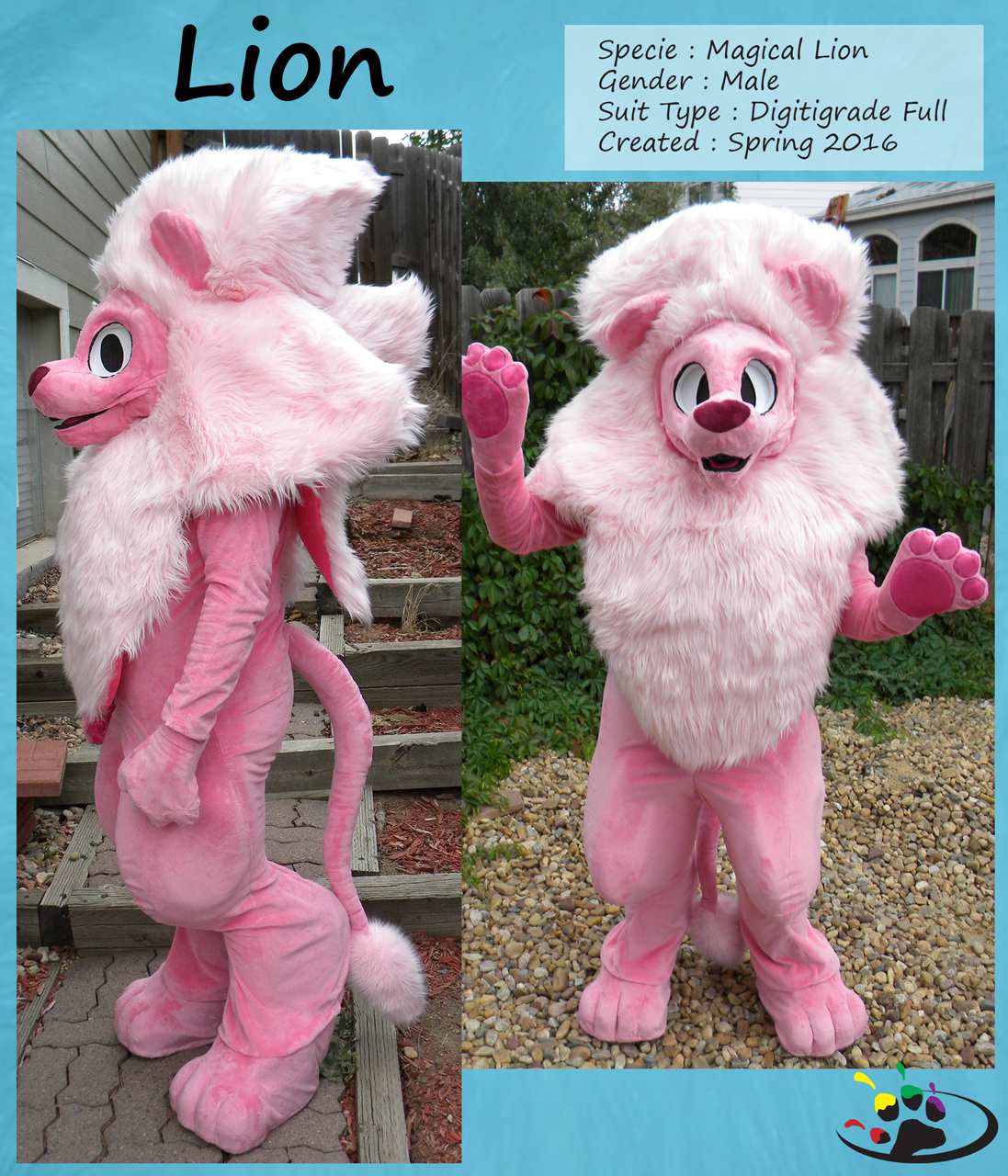 A pink fluffy lion cosplay