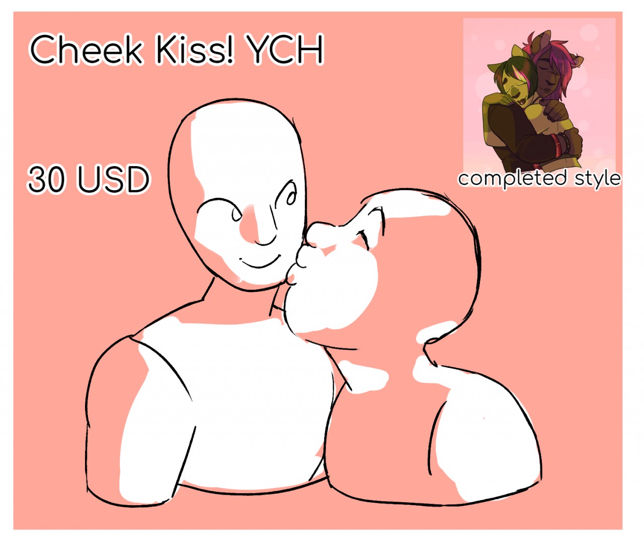 Cheek kiss YCH - YCH.Commishes