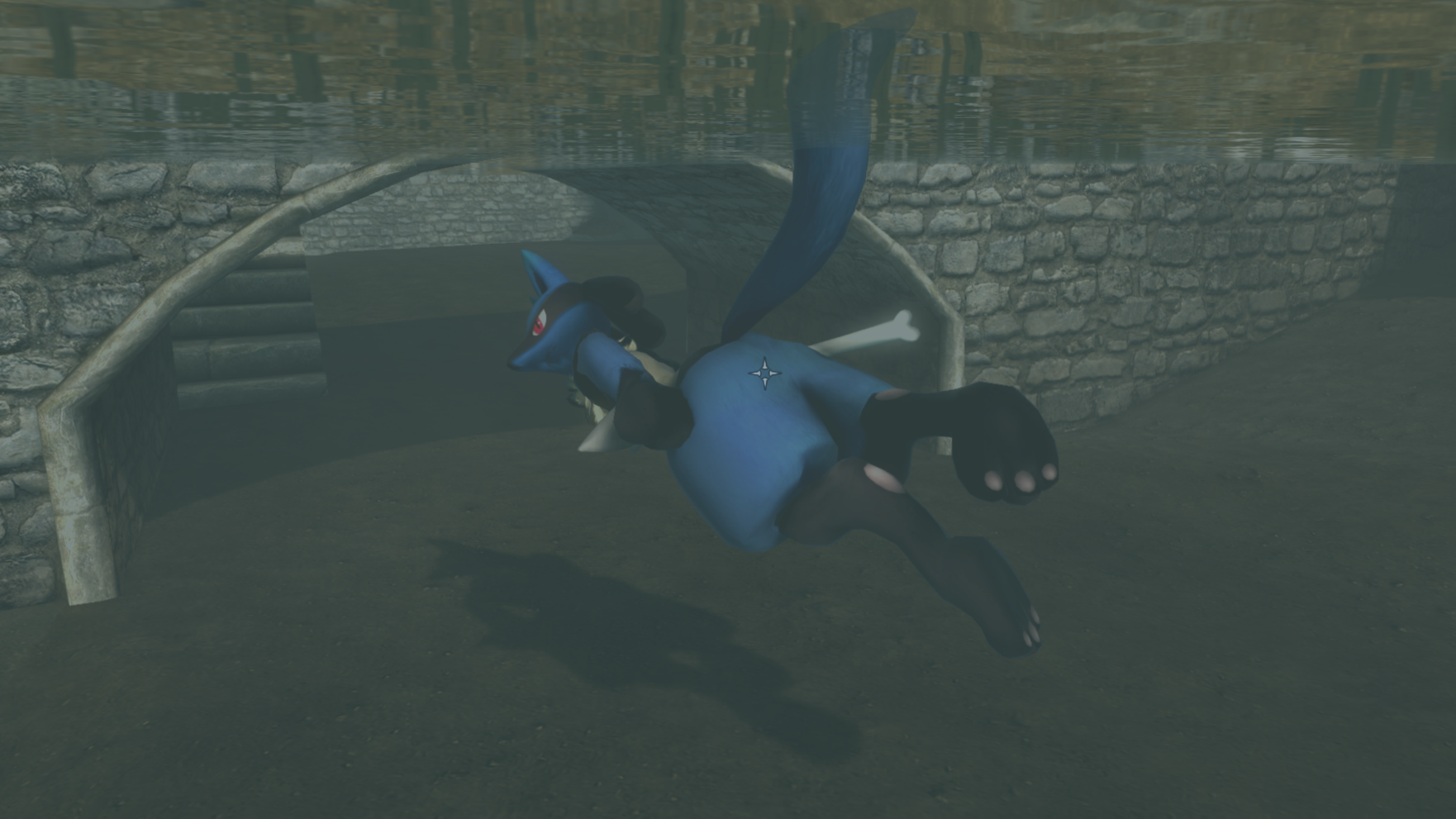 Lucario swimming by SpirituallyConstipated -- Fur Affinity [dot] net