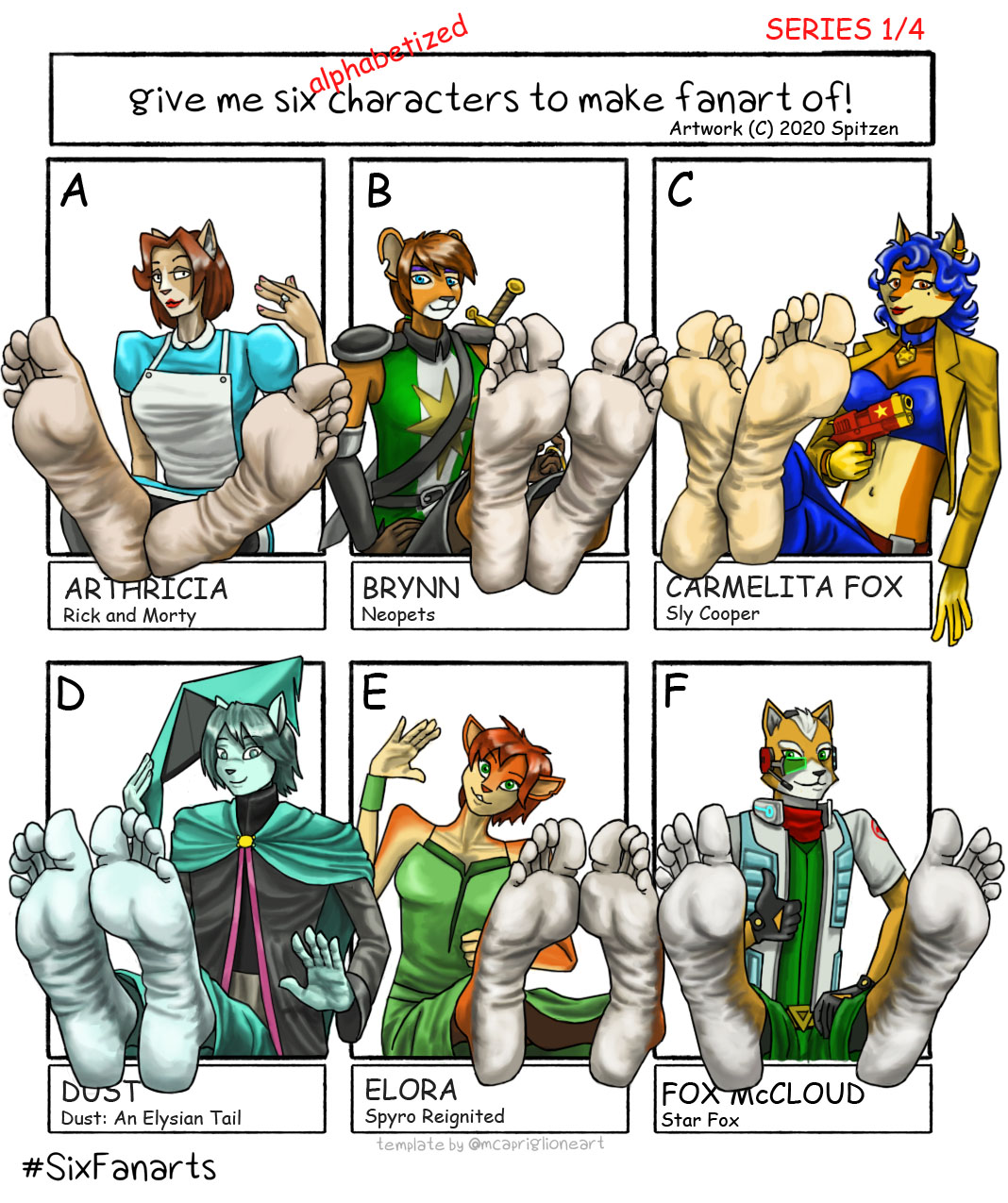 Six Alphabetized Characters: A-F by Spitzen -- Fur Affinity [dot] net