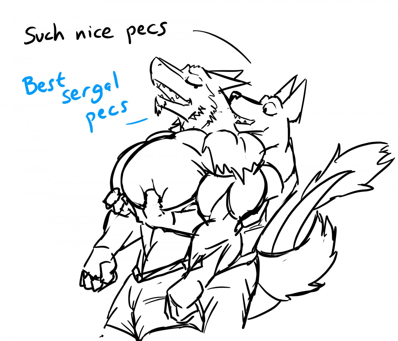 Zak rub big pecs muscle Sergal Squeaky!!! by SqueakyPeak36 -- Fur Affinity  [dot] net