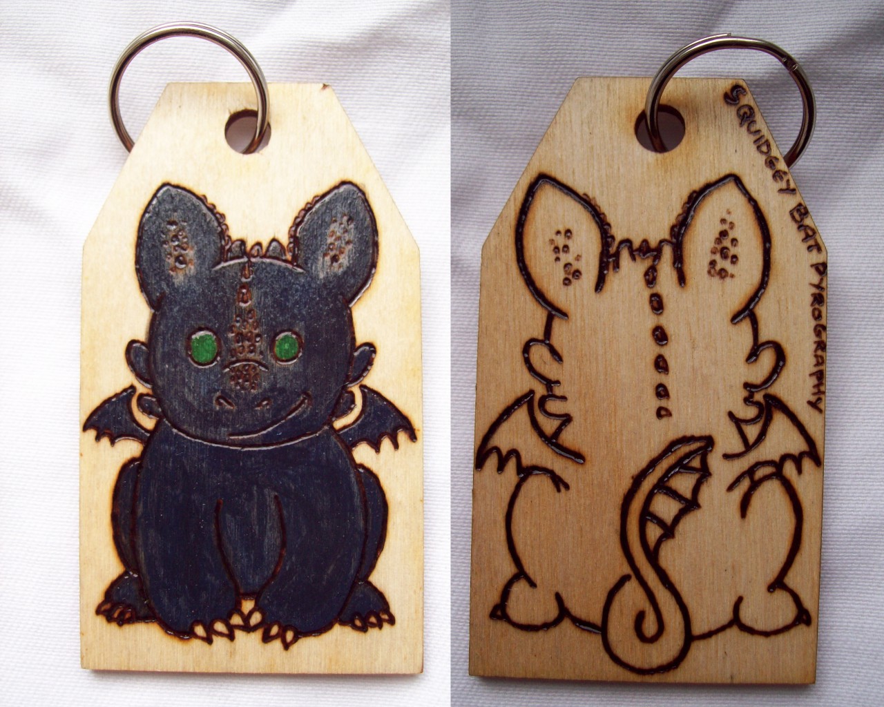 Stag pyrography key ring