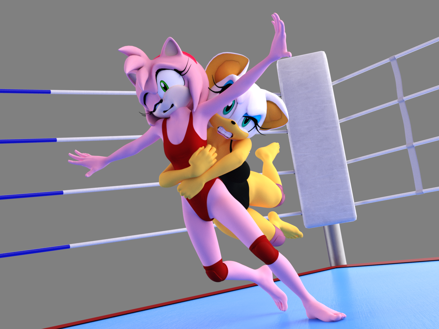 Rouge wrestles Amy by squishyrouge -- Fur Affinity [dot] net