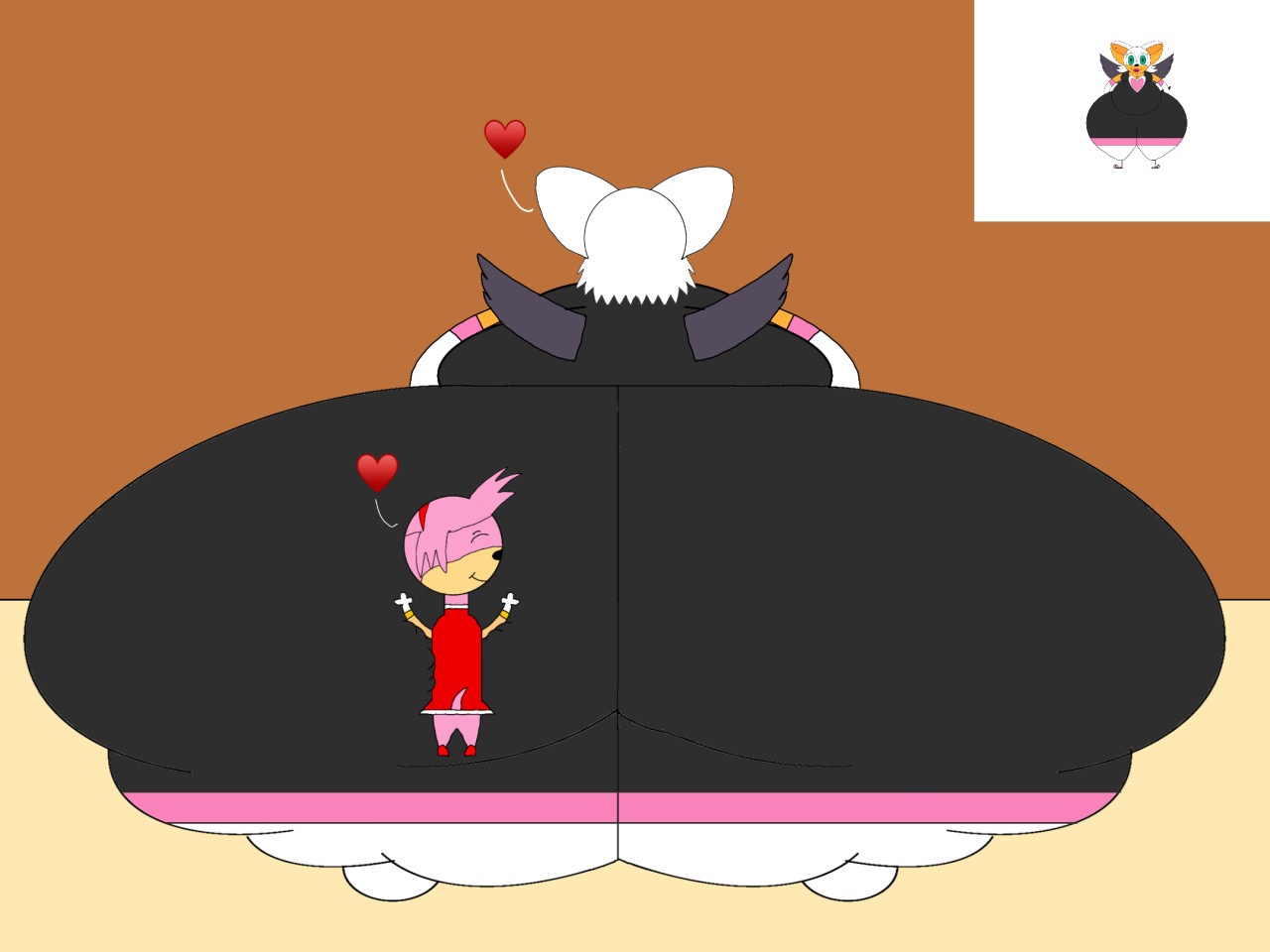 Amy hugging Rouge The Bat huge butt by Steambutt -- Fur Affinity [dot] net