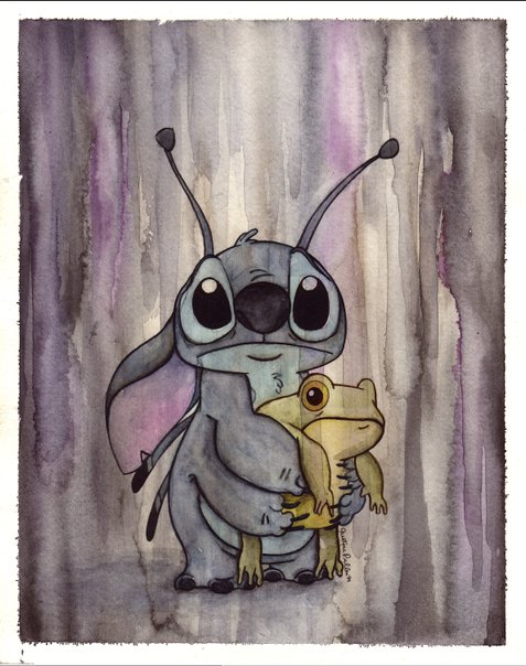 Stitch Watercolor Painting Ideas - Stitch Drawing from Lilo and Stitch