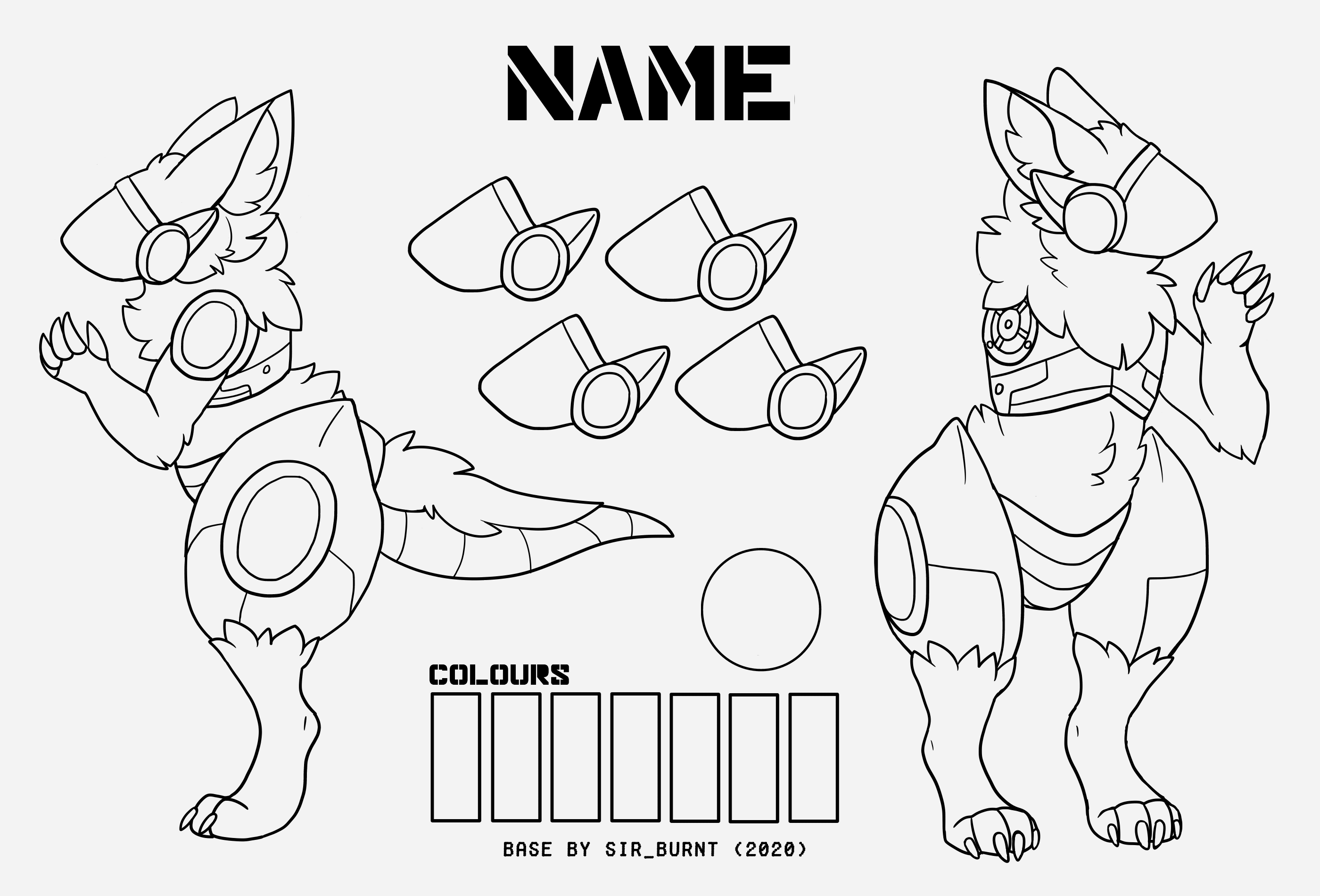 Draw custom protogen oc and furry fursona reference sheet by