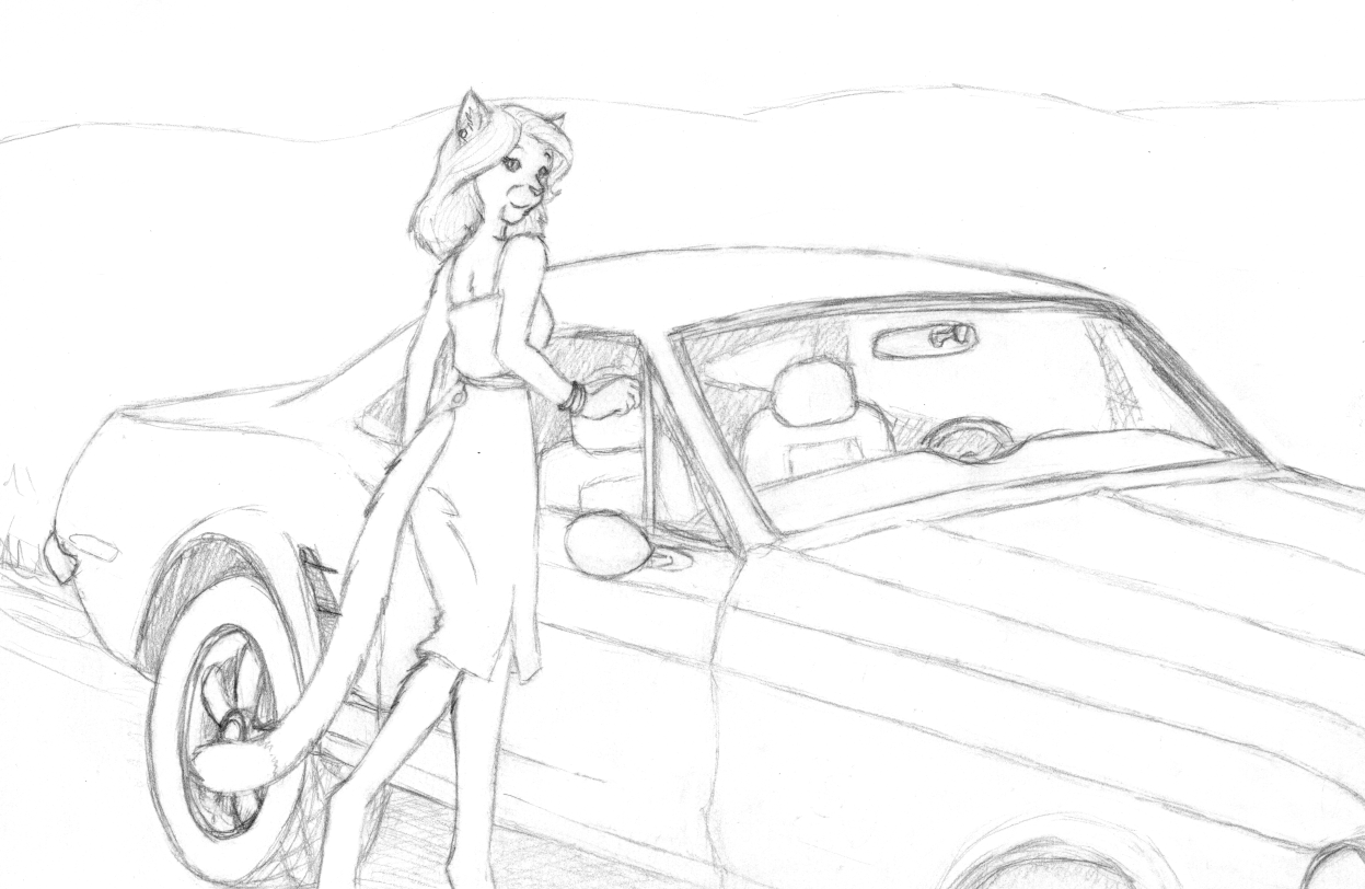 Cat driving car sketch engraving Royalty Free Vector Image
