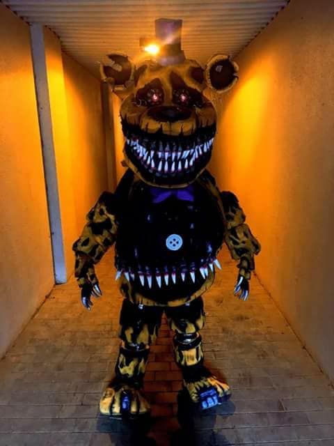 Real Life fnaf Nightmare Fredbear Cosplay Mask!!! 