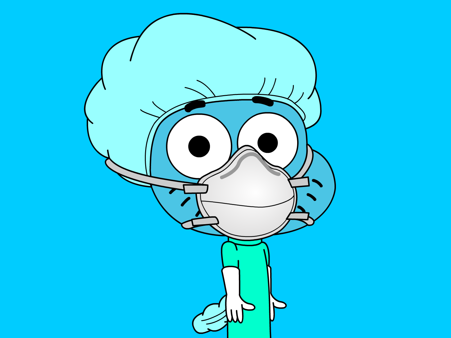 Dr. Gumball Watterson in Scrubs (MTN95CS-W) by SurgicalN95Vixen -- Fur  Affinity [dot] net