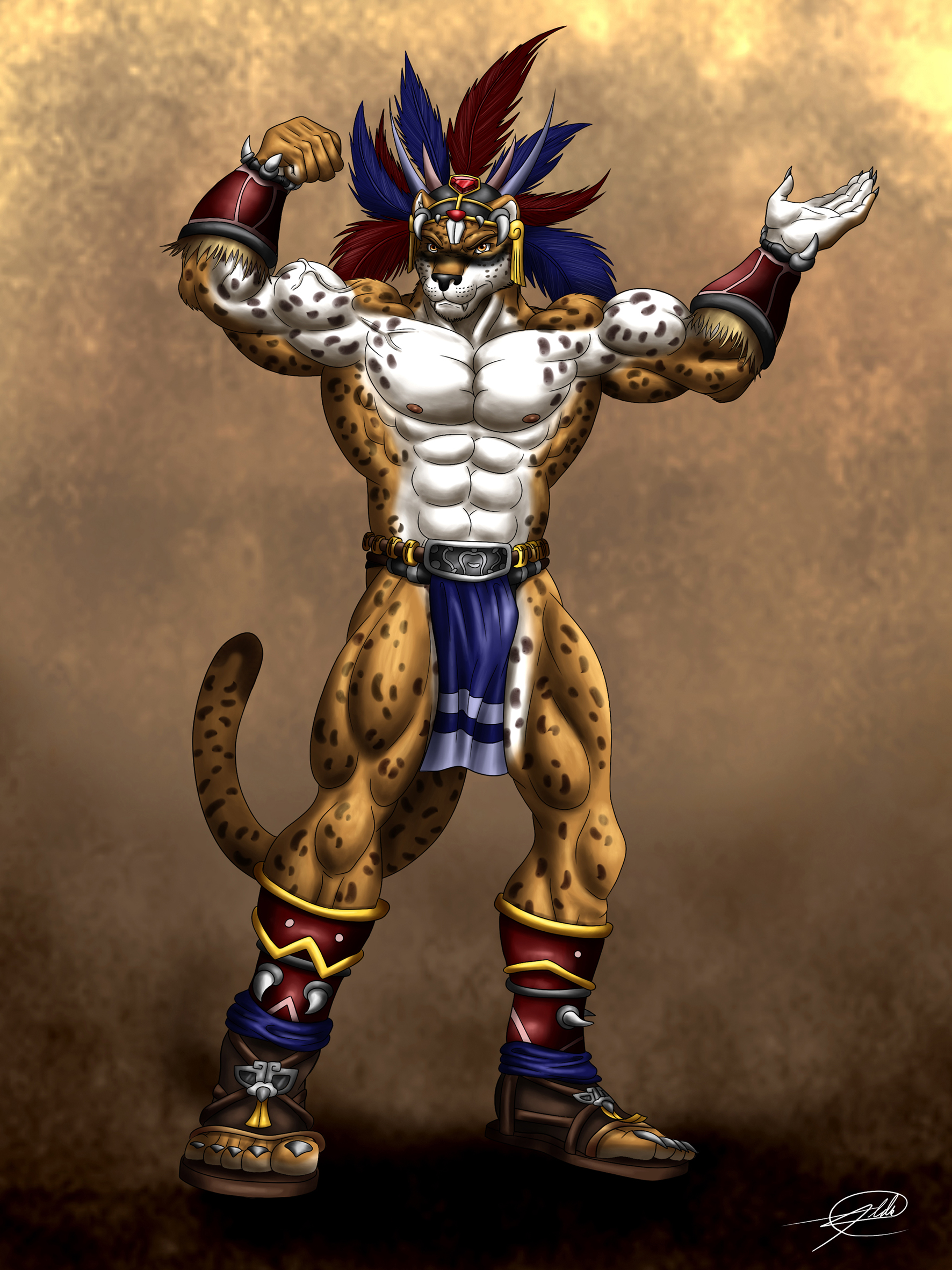 anthro jaguar warrior