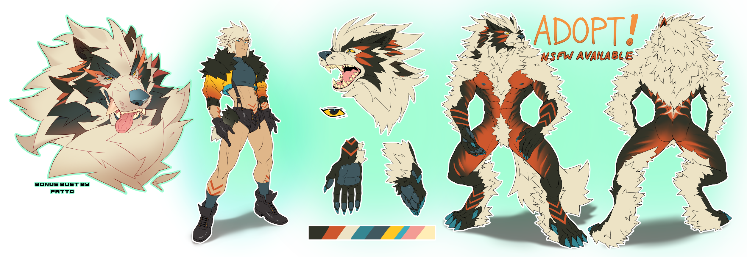 Closed [adoptable] Stripey Werewolf By Synthwaveursa -- Fur Affinity 