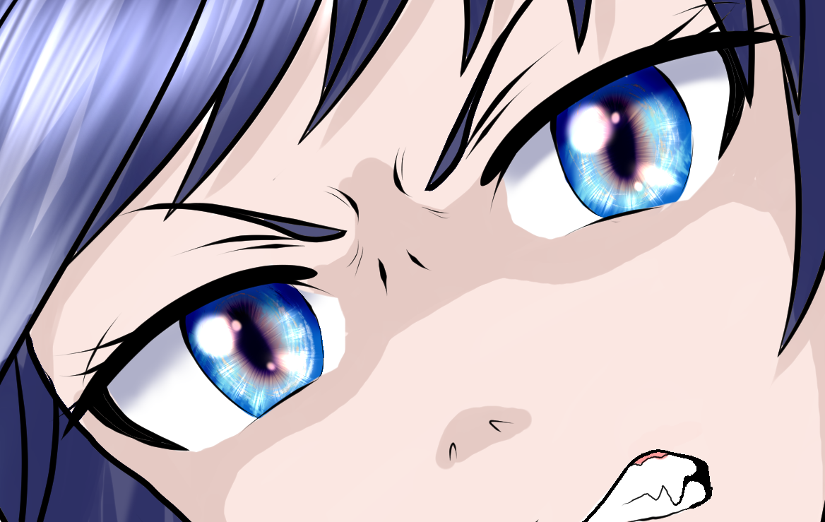 Blue Anime Eyes 01 - Anger